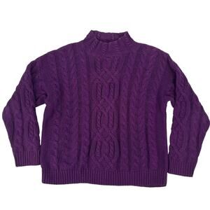 Vintage 90’s Gitano Cable Knit Mock Neck Sweater‎ Purple Medium